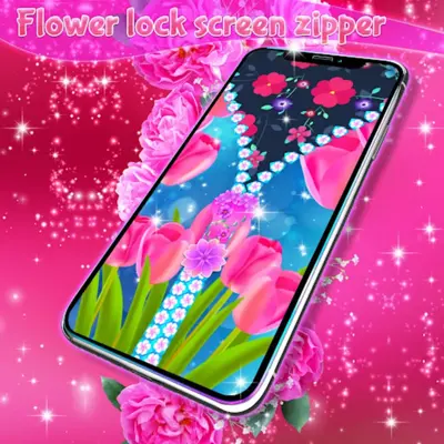 Flower lock screen zipper android App screenshot 0