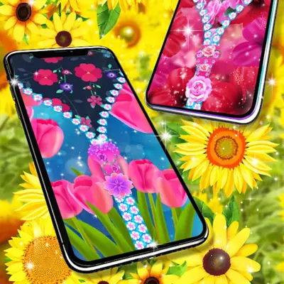 Flower lock screen zipper android App screenshot 4